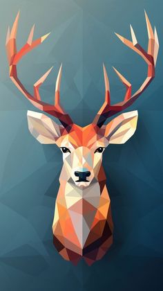 a low polygonal deer head with antlers on it's back and sides