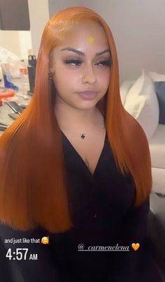 Ginger Lace Front Wigs Black Women Side Part, Ginger Hair Side Part, Ginger Bangs Black Women, Pretty Wigs Black Women, Ginger Leave Out, Middle Part Ginger Wig, Side Part Ginger Wig, Ginger Lace Front Wigs Black Women, Ginger Side Part