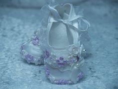 Baby girls Shoes Lavender White sizes 00 to 3 Lilac Flowers Spring White Booties As Gift, White Closed Toe Booties For Baptism, Purple Ruffled Dress For Baptism, Cute Purple Baptism Dress, Cute White Booties For Baptism, White Booties For Baptism, Spring Baptism Purple Princess Dress, White Princess Baptism Dress With Ruffles, Lilac Shoes