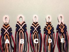 four different types of tassels with the letters abc and d