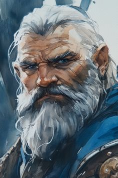 Zorvath Moltin stands stout and solid, with a heavy-set build typical of his dwarven kin. His skin is a warm, earthy brown, thickly lined with age with a beard of ash gray that contrasts sharply against his roughened skin. His eyes are a bright sky blue, framed by bushy brows that lend gravity to his features. He wears a tunic and hood of dark blue, adorned with silver embroidery that resembles fl...