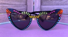 Heart cat eye frames with a funky rainbow design. Brevard Nc, Heart Cat, Eye Frames, Rainbow Design, Cat Eye Frames, Heart Eyes, Eyewear Sunglasses, Cat Eye, Sunglasses Accessories