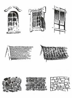 sketches of different types of windows and doors