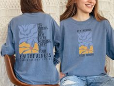 Our "Faithfulness" long sleeve t-shirt brings ample comfort and a laidback style that feels right at home in any occasion. With its 100% ring-spun cotton fabric, it feels soft, while the relaxed fit adds that signature oversized look. .: 100% ring-spun US cotton .: Heavy fabric (6.1 oz/yd² (206.8 g/m .: Boxy fit .: Shade variations are inherent in the pigment dye process ✦ FEATURES ✦ ✿ What makes these t-shirts so special? Well, there's an art to making a brand new shirt feel vintage and familiar - and Comfort Colors have perfected it! If you're looking for that faded, well-loved t-shirt vibe in on trend colors, then this is the tee for you. ✿ Constructed of 100% ring-spun USA cotton making it soft and comfy. ✿ Preshrunk, soft-washed, garment-dyed fabric. Double needle topstitched neckline Comfortable Long Sleeve Tops With Text Print, Inspirational Long Sleeve Cotton T-shirt, Comfortable Long Sleeve T-shirt With Text Print, Inspirational Long Sleeve Letter Print T-shirt, Inspirational Long Sleeve T-shirt With Graphic Print, Inspirational Long Sleeve T-shirt With Letter Print, Inspirational Long Sleeve Relaxed Fit Top, Inspirational Relaxed Fit Long Sleeve Top, Christian Shirts For Women