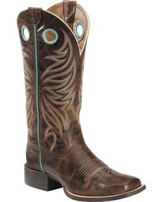 Ariat Round Up Ryder Cowgirl Boots - Square Toe , Brown Cowgirl Boots Square Toe, Cowgirl Boots Wedding, Cowgirl Boots Square Toed, Classic Black Boots, Country Shoes, Bota Country, Womens Cowgirl Boots, Western Shoes, Wedding Boots