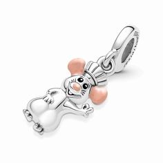 Follow your dreams with Pixar's Remy. This sterling silver dangle charm features Remy from Disney and Pixar's Ratatouille wearing his chef's hat and making a chef's kiss gesture. Hand-applied pink enamel colors his ears and nose and black enamel brings his eyes to life. Style this charm on your Pandora jewelry as a reminder to follow your heart and never give up. Pandora Charms Disney, Disney Charms, Charms Pandora, First Mothers Day Gifts, Pandora Disney, Bracelet Pandora, Follow Your Dreams, Bridesmaid Accessories, Pandora Bracelet Charms