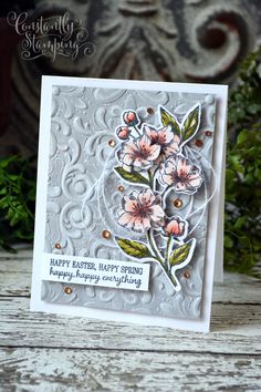 a card with some flowers on it