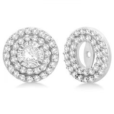 Round Halo Diamond Earring Jackets 6mm Studs 14k White Gold (0.60 ct) Expensive Earrings, Diamond Earring Jackets, Earring Jacket, Halo Diamond Earrings, Oval Stud Earrings, Round Halo, Earring Jackets, Luxury Earrings, Halo Earrings