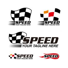 the speed logo is designed with black and white checkered flags, which can be used for