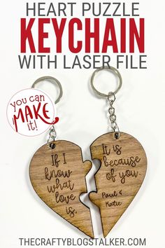 Craft a custom heart puzzle keychain with this easy tutorial using the xTool M1 Laser. Perfect for DIY Christmas gifts, personalized keychains, or laser engraved keepsakes. Learn how to create thoughtful, handmade gifts that stand out and make your loved ones smile. Thoughtful Handmade Gifts, Puzzle Keychain, Christmas Gifts Personalized, Diy Laser Cut, Puzzle Diy, Personalized Keychains, Heart Puzzle