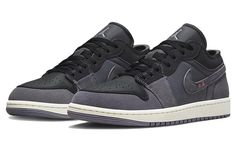 The Air Jordan 1 Low SE Inside Out Black adds another classic to the Air Jordan series. This black rendition of the iconic sneaker is designed for true basketball style, combining sport-inspired design with street sensibilities and comfort. Crafted with a mix of suede and leather materials in tonal black and grey hues, this deconstructed low top features a deconstructed upper with overlapping panels pointing out more detail on the toebox. The sole piece expresses an old school vibe giving off ‘9 Black Sneakers For Light Sports With Gum Sole, Black Sneakers With Gum Sole For Light Sports, Black Athleisure Sneakers With Gum Sole, Steve Prefontaine, Jordan Low, Air Jordan 1s, Retro Looks, Nike Air Jordan 1 Low, 90s Looks