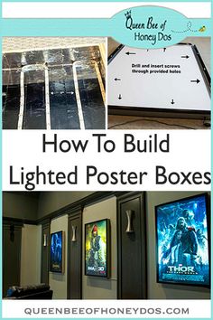 an image of how to build lighted poster boxes with pictures on the wall and below