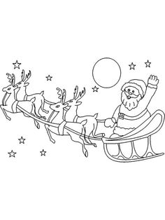 santa claus riding in his sleigh with reindeers