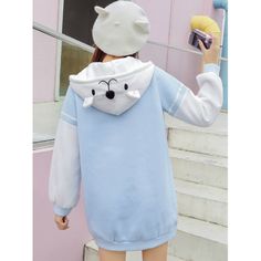 Our kawaii Polar Bear Hoodie is the perfect choice for anyone who loves unique and fun clothing. Made with high-quality materials, this hoodie features a cute and whimsical design, with a polar bear graphic on the front and a hood that's shaped like a polar bear's head. This hoodie is perfect for wearing around the house, lounging on the couch, or even as a fun and quirky addition to your outdoor attire. So add some personality to your wardrobe with our Polar Bear Hoodie! Size: Brand Name: Merry Trendy Hooded Outerwear With Cartoon Print, Cute Long Sleeve Hoodie With Kangaroo Pocket, Kawaii Hooded Sweatshirt With Cartoon Print, Kawaii Hooded Winter Sweatshirt, Cute Hoodie With Kangaroo Pocket, Winter Kawaii Hooded Sweatshirt, White Kawaii Hoodie With Cartoon Print, Kawaii Cotton Hoodie For Winter, Winter Kawaii Cotton Hoodie