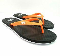 Nike Ondeck Mens  Black Orange Flip Flops Sandals CU3958-004 Removed from box to save on shipping. Nike Slide Sandals, Orange Flip Flops, Nike Sandals, Mens Slide Sandals, Nike Benassi, Mens Shoes Sandals, Black Slides, New Nike Air, Sport Sandals