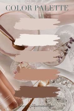 an image of makeup products with the words color palette on it and various shades to choose from