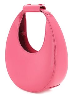 Staud Mini Moon hobo bag in leather featuring a rounded design with rigid construction. Detachable and adjustable shoulder strap, handle with removable shoulder pad with snap buttons and embossed logo. Interior lined in suede with a zipped flat pocket, silver-tone metalware. Size Info STANDARD Color Detail Pink Made In Vietnam Material 100% bos taurus Season One spring Season Two summer Product bags Brand Staud Size And Fit Bag Length = 23 cm, Bag Height = 12,5 cm, Handle Height = 13,5 cm, Shoul Modern Staud Shoulder Bag With Handle Drop, Hobo Bag With Adjustable Strap And Round Handle, Staud Shoulder Bag With Round Handle For Shopping, Leather Baguette Bag With Single Handle, Trendy Leather Baguette Bag With Single Handle, Staud Shoulder Bag With Round Handle, Leather Hobo Bag With Single Handle, Handheld Leather Shoulder Bag With Single Handle, Staud Leather Bag