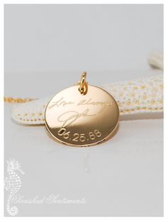 Memorial of a Loved one's actual handwriting - Signatures personalized in 14k Gold Filled - Sentimental Remembrance pendant necklace on Etsy, $47.00 Handwriting Necklace, Personalized Engraved Gifts, Necklace Quotes, Jacksonville Beach, Gold Charm, Custom Engraving, Handwriting, Gold Pendant, Personalized Jewelry