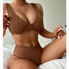 Material: Polyester

Gender: Women

Item Type: Bikinis Set

Color: Brown

Size: S, M, L Monokini Swimsuits, Swimsuits High Waisted, Swimsuit Set, Short En Jean, Bathing Suit, Push Up