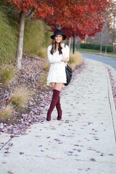 Velvet Boots Outfit, Outdoor Fashion Photography, Boot Outfits, Velvet Boots, Lace Blue Dress, Outdoor Fashion