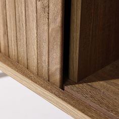 a close up view of a wooden cabinet