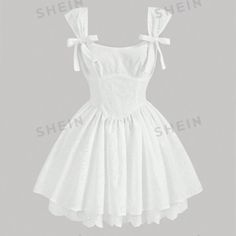 Never Worn. New With Out Tags Embroidered Ribbon, Dresses Shein, Shein Dress, Shein Dresses, Ribbon Tie, Lace Dress, Colorful Dresses, Color White, Ribbon