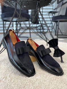 Black Tuxedo Loafers - Hollo Shoe Leather Tassel Loafers With Round Toe For Party, Party Leather Tassel Loafers With Round Toe, Elegant Tassel Loafers With Leather Sole For Party, Classic Leather Tassel Loafers For Party, Classic Wingtip Loafers For Party, Elegant Tassel Loafers With Round Toe For Parties, Elegant Black Tassel Loafers For Party, Elegant Party Tassel Loafers With Round Toe, Leather Sole Slip-on Tassel Loafers For Party