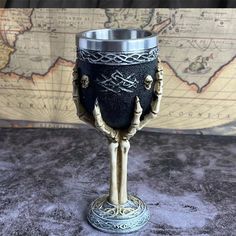 PRICES MAY VARY. 【Material】 --- Only 1pcs. Skull goblet is made of polyresin and stainless steel, hand painted and polished. Eco friendly and drink safe, durable, not easy to rust, the insert cup is well polished and shiny, easy to drink and clean. Heavy not cheaply made.fit for valentines day gifts/birthday gifts/gifts for men/office decor/alentines day gifts/gifts for boyfriend/desk decor/halloween gifts 【Size】 --- Be sure to read the product size. Yes, this black wine glass is on the smaller Gothic Cutlery, Men Office Decor, Glass Skeleton, Black Wine Glasses, Goblet Wine Glasses, Large Wine Glass, Men Office, Vintage Goblets, Skeleton Head