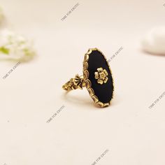 924 Gold Plated Silver  Natural Black Onyx American Diamond Ring, Goth Steampunk, Black Onyx Ring, 925 Silver Ring, Shiny Things, 2024 Vision, Onyx Ring, American Diamond, Ring Gemstone