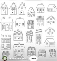 a bunch of houses that are drawn in line on a white paper with the words building dream