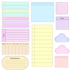 the printable planner page is shown in pastel colors and includes notes, reminders,