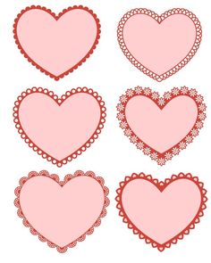 heart shaped doily frames in pink and red