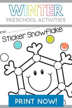 the winter sticker snowflake printable is available for kids to color on