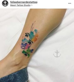 Cat Paw Tattoo, Watercolor Tattoo Ideas, Mark Tattoo, Custom Temporary Tattoos, Watercolor Dog, Cat Paw