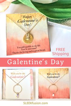 valentine's day card and necklace with free shipping