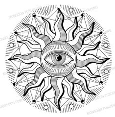 an all seeing eye surrounded by geometric shapes