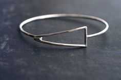 Geometric Sterling Silver Hook Bangle by SDMarieJewelry on Etsy, $98.00 Geometric Silver Jewellery, Unique Silver Rings, Womens Silver Jewelry, Handmade Silver Jewellery, Silver Rings Simple, The Bangles, Handmade Jewelry Bracelets, Sterling Silver Bangle, Sterling Silver Bangles