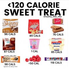 a poster with different types of food and the words'120 calorie sweet treat '