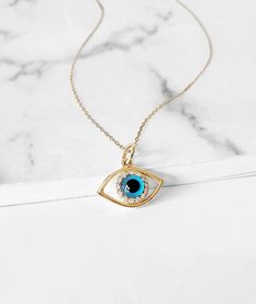 18K 14K 9K Diamond Evil Eye Necklace Protection Necklace - Etsy Greece Minimalist Yellow Gold Jewelry With Diamond Eyes, Evil Eye Diamond Jewelry As Gift, Diamond Evil Eye Jewelry In Yellow Gold, Diamond Evil Eye Jewelry Gift, 14k Yellow Gold Evil Eye Necklace, Evil Eye Diamond Jewelry Gift, Yellow Gold Diamond Evil Eye Jewelry, Gold Diamond Jewelry With Evil Eye, Gold Diamond Jewelry With Evil Eye Detail