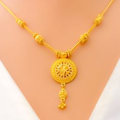 Graceful Floral Dome 22k Gold Necklace Set Luxury Yellow Elegant Temple Necklace, Hand Set 22k Gold Luxury Necklace, Elegant Luxury Yellow Temple Necklace, 22k Gold Necklace Set, 22k Gold Bangles, 22k Gold Necklace, Necklace Matching, 16 Inch Necklace, Lock Style