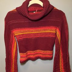 -Flared Sleeves With Distressed Ends -Never Worn, Previously Poshmarked Vibrant Red Tops For Fall, Vibrant Red Top For Fall, Free People Sweaters, Free People Sweater, Flared Sleeves, Red Yellow, Nike Shoes, Free People, Sweaters For Women