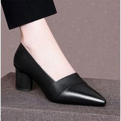 Casual Shoes Plus Size 35-40 Ol Office Lady Shoes Black Leather Dress Shoes Pointed Toe Boat Shoes Med Heels Pumps zapatos mujer p858 | Touchy Style Black Leather Dress Shoes, Thick Heel Shoes, Office Shoes Women, Casual High Heels, Mid Heels Pumps, Low Heel Pumps, Black Pumps Heels, Shoes Soft, Black Shoes Women