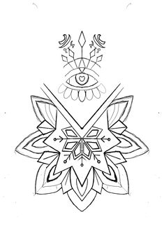 a drawing of an all seeing eye in the center of a flower with two wings