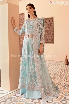 Formal Pakistani Dress Long Dress Pakistani, Maxi Pakistani, Pakistani Lehenga, Ethereal Blue, Mehndi Party, Dress Pakistani, Anarkali Lehenga, Raw Silk Fabric, Sky Blue Color