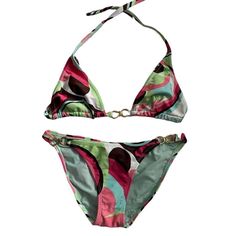 Vix Paula Hermanny Swimsuit Nwot Size Medium. Retails For $200. In Excellent Condition. Love The Retro/Hippie Multicolor Print And Gold Buckle Details. #Retro #Y2k #Revolve #90s #Summer Bathing Suit Beach Retro Y2k Retro Pink Green Blue Brown 2000s 90s Swimwear Gold Revolve Farfetch Victoria Secret Bikini Top Bikini Bottom Multicolor Designer Frankie’s Bikini Triangle Top Vintage Vtg Brazilian Cheeky Low Waisted Fairy 90s Bikinis Vintage, 90s Swimwear, Vintage Roxy, Hill Aesthetic, Y2k Swimsuit, 90s Summer, Beach Retro, Dr Closet, Y2k Retro