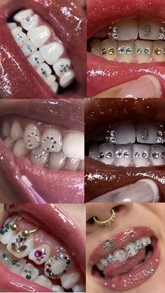 Tooth Jewelry Diamonds Teeth, Y2k Tooth Gems, Tooth Gem Inspo Simple, Teeth Jewels, Lips Piercing, Cute Teeth, Teeth Gems, Pretty Teeth, Dental Jewelry