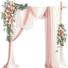 an arch decorated with flowers and greenery for a wedding ceremony or special occasion, isolated against a white background