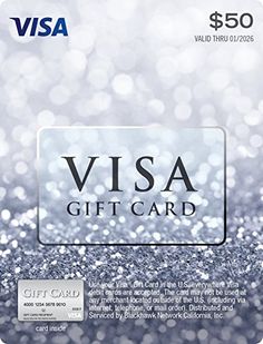 visa gift card with silver glitter background