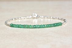 Zambian Emerald Birthstone Bracelet for May Bracelet Emerald, Emerald Birthstone, Emerald Bracelet, Hill Tribe Silver, Emerald Bead, Birthstone Bracelet, Zambian Emerald, Diamond Cross Pendants, May Birthstone