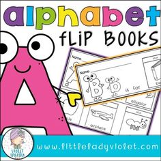 the alphabet flip books with an image of a cartoon character